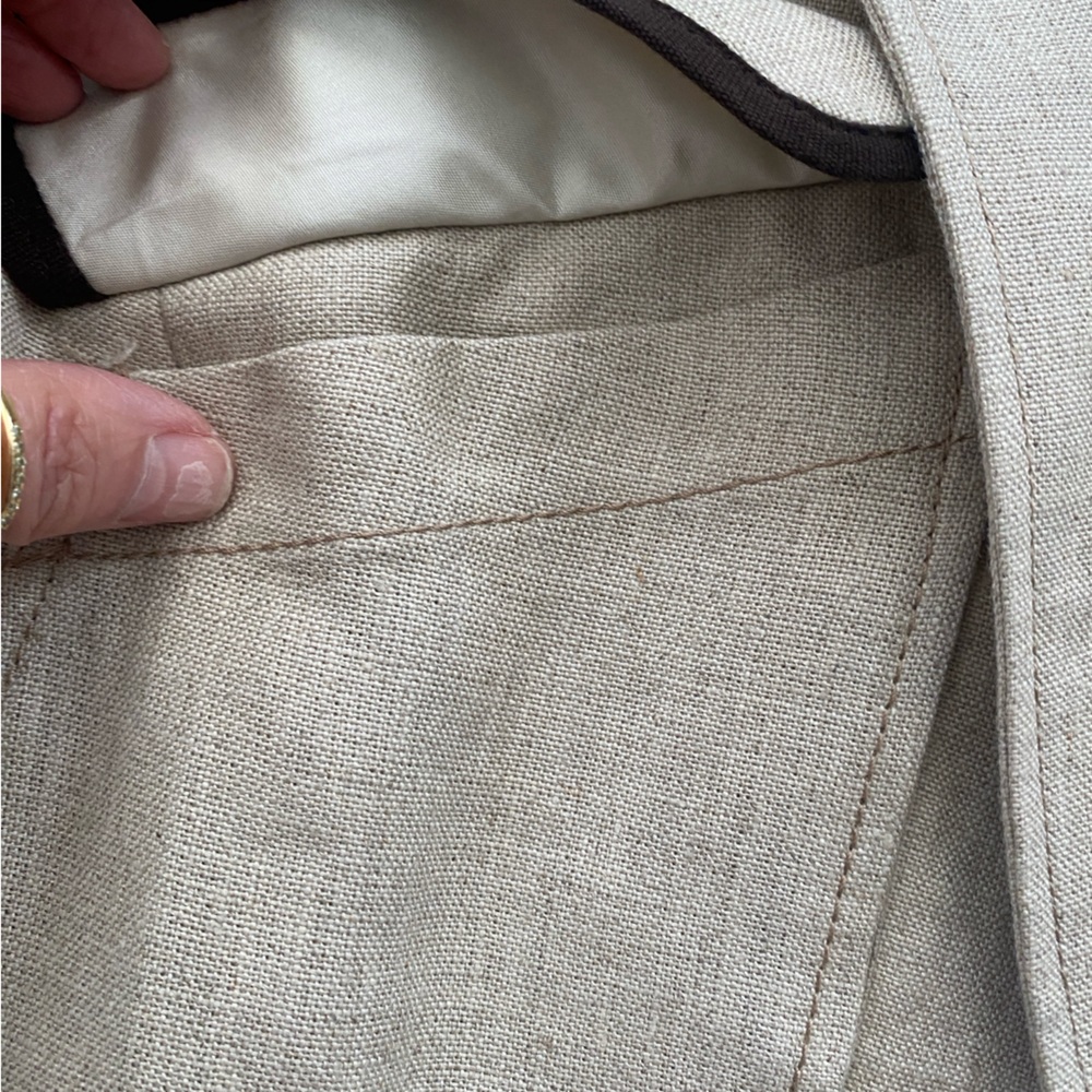 LOFT Ann Taylor LINEN Safari Blazer Size 8 Tan wBelt like new - Picture 13 of 13
